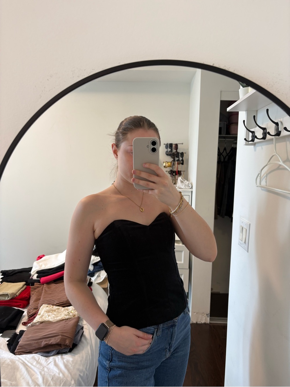 H&M Black Suede Strapless Bustier Top